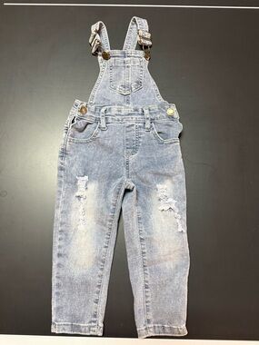 Little Bipsy Distressed Denim Overall - Light Wash